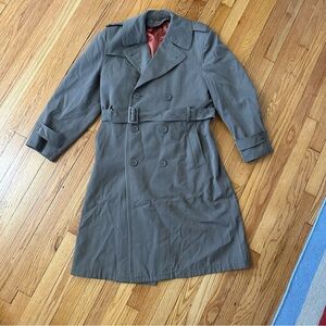 Vtg Regulation Army Overcoat Wool Uniform Military Brown Lined Sz 38 R Flaw